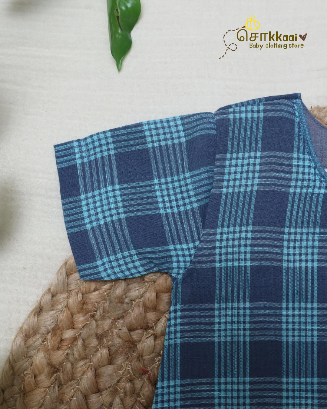 Navy Aqua Checks Chudi Set (1-6years) - Sokkaai