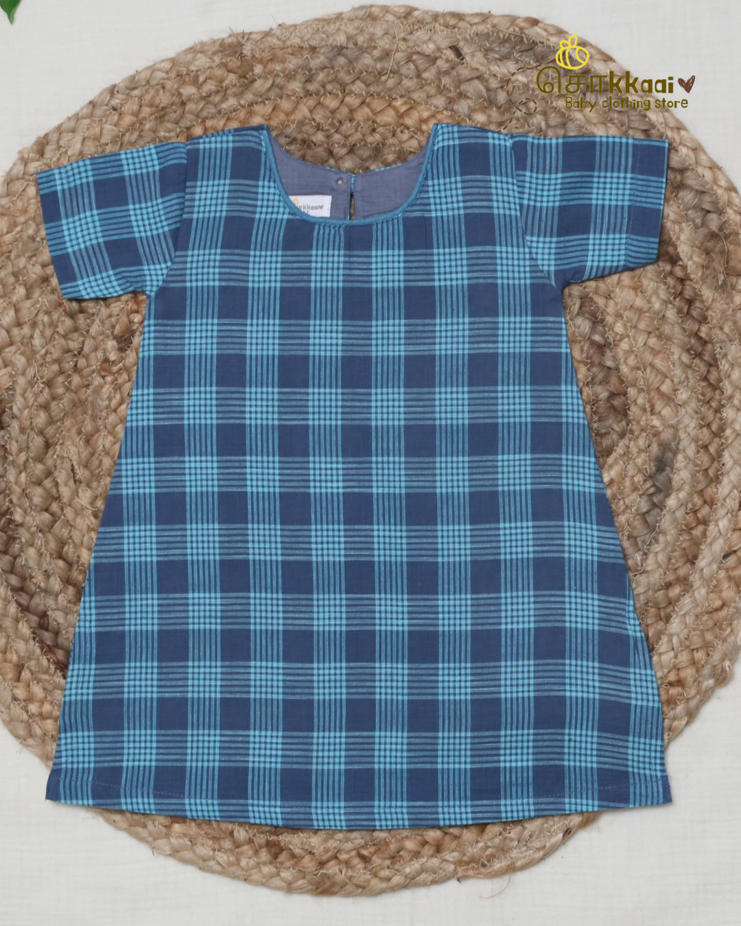 Navy Aqua Checks Chudi Set (1-6years) - Sokkaai