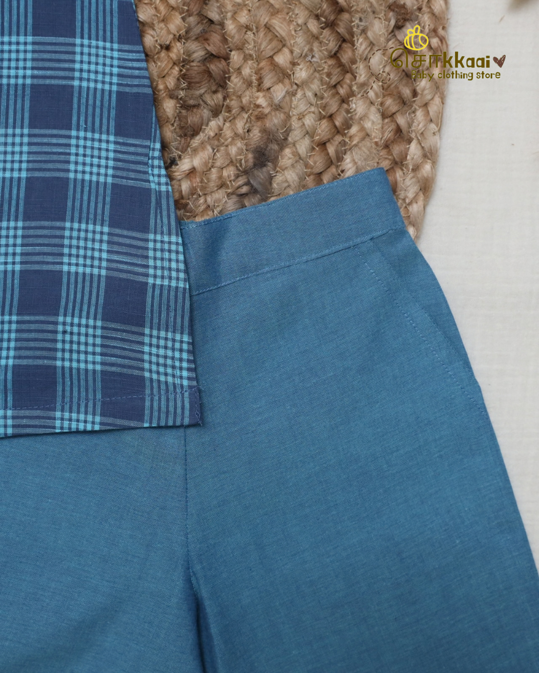 Navy Aqua Checks Chudi Set (1-6years) - Sokkaai