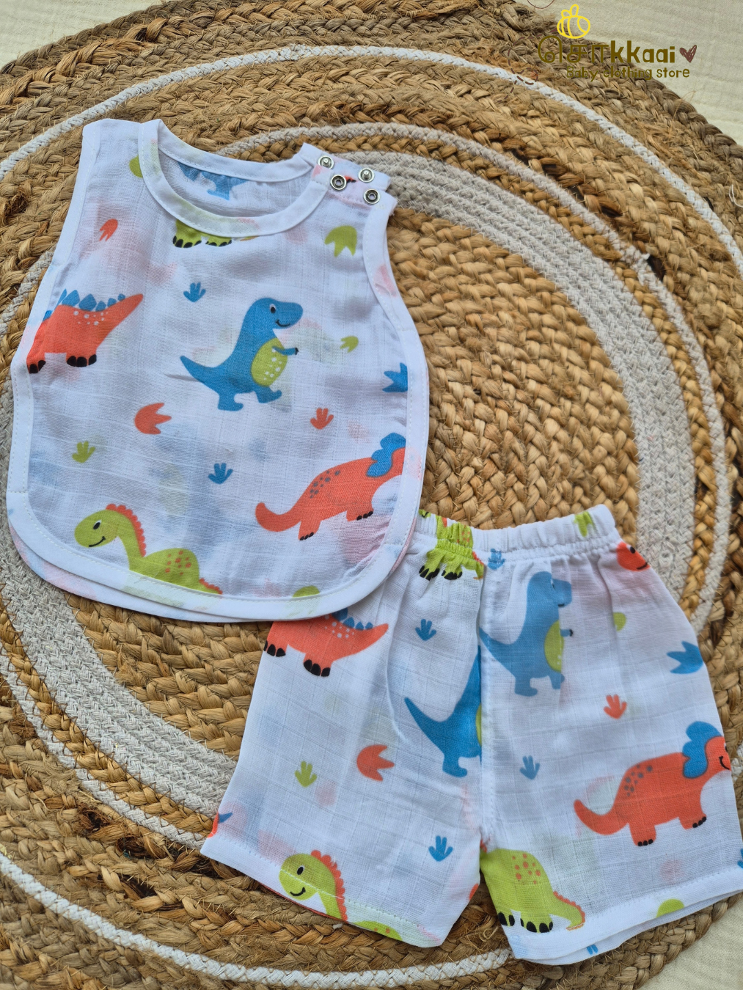 Soft Muslin Shoulder Open Coord set (NB-6m) - Sokkaai