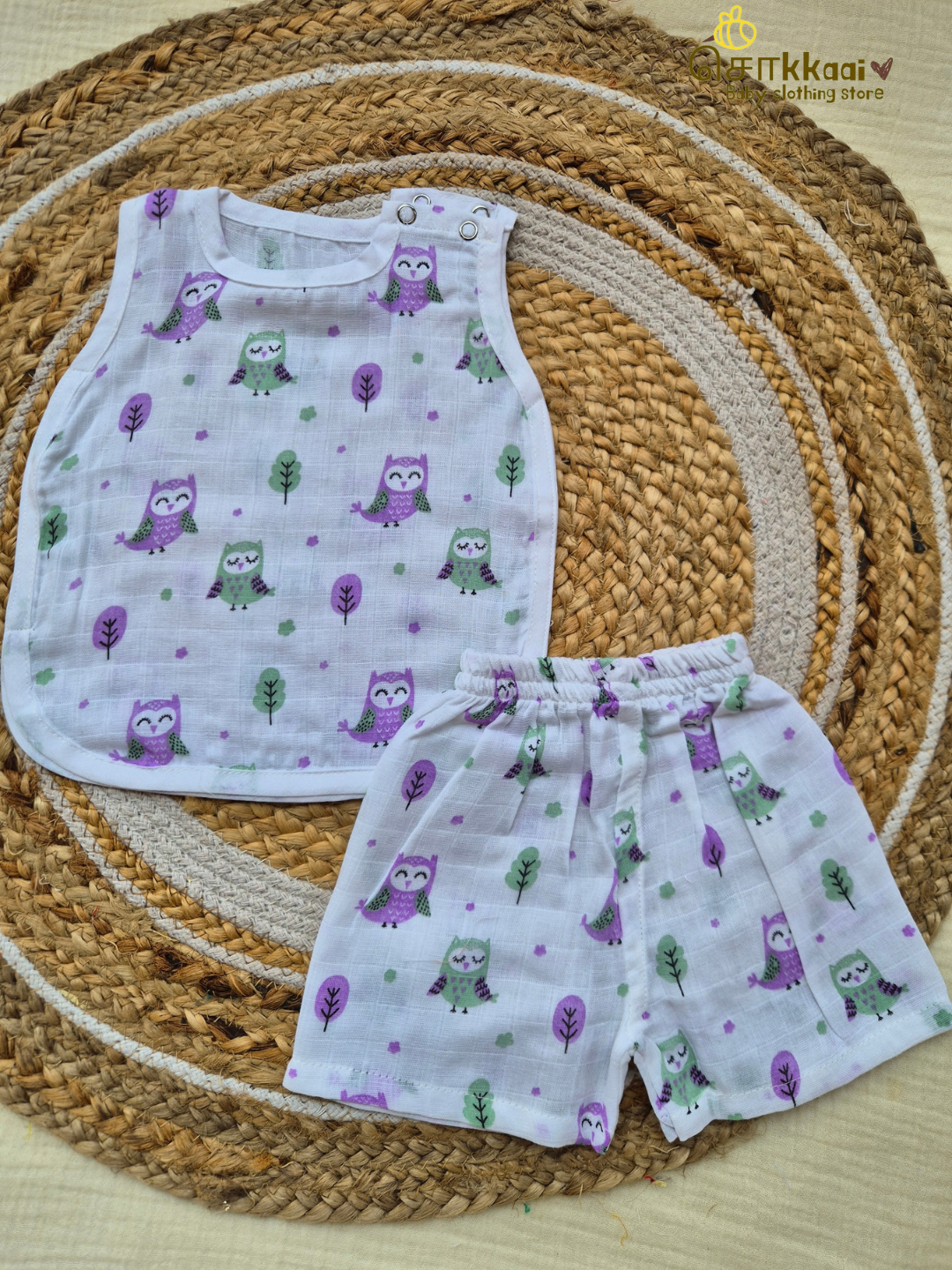 Soft Muslin Shoulder Open Coord set (NB-6m) - Sokkaai