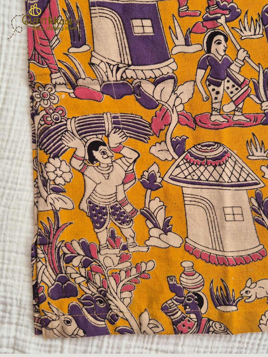 Golden Folk Kalamkari Mandarin Kurta (L-3XL) - Dad