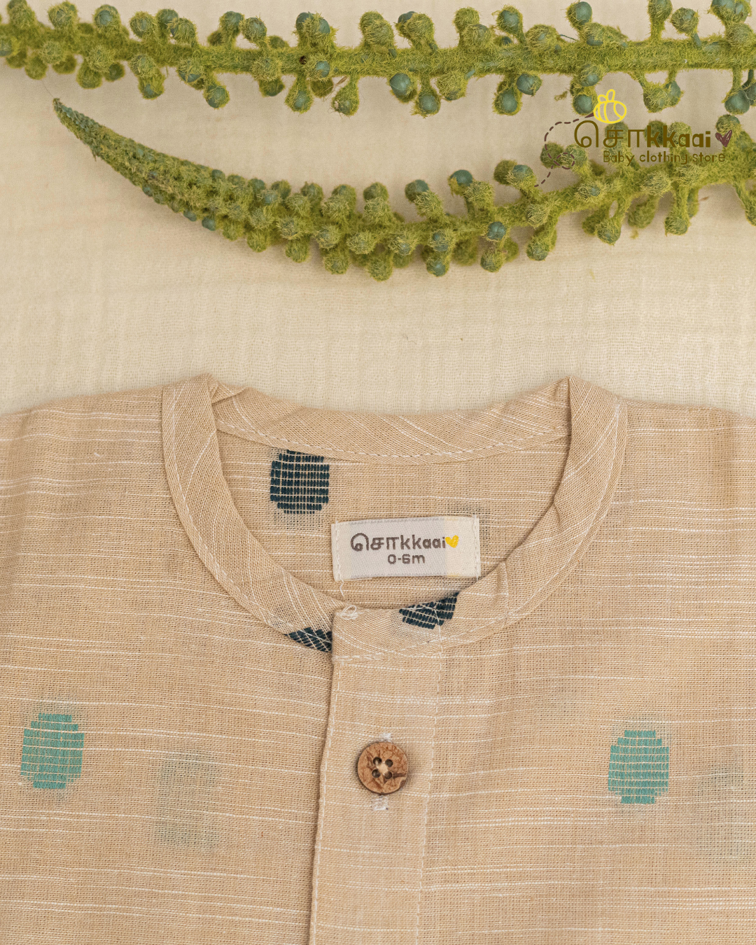 Ivory Dune centre button sleeveless top (NB-2years) - Sokkaai