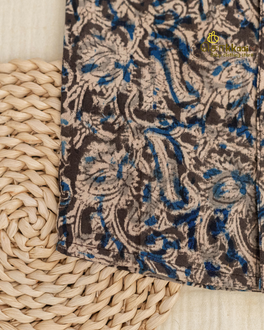 Midnight Kalamkari centre button sleeveless top (NB-2years) - Sokkaai