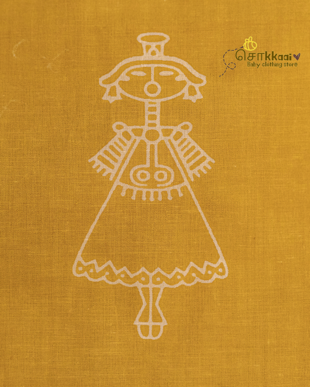 Mustard Tribal Motif sleeveless top (NB-4years) - Sokkaai