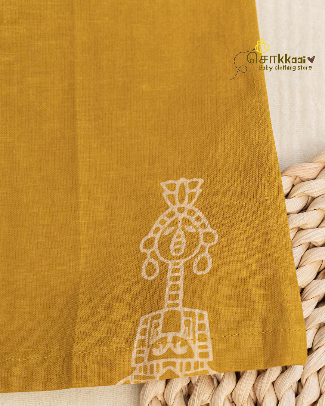 Mustard Tribal Motif sleeveless top (NB-4years) - Sokkaai