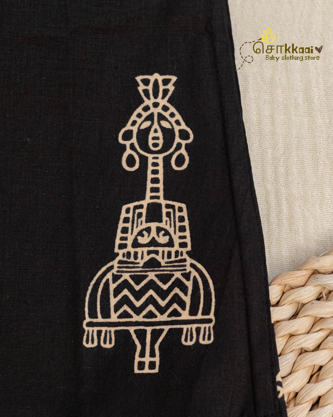 Black Tribal Motif sleeveless top (NB-4years) - Sokkaai
