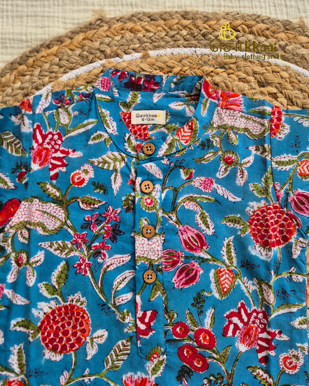 Blue Blossom Long Kurta(6m-6yrs) - Sokkaai