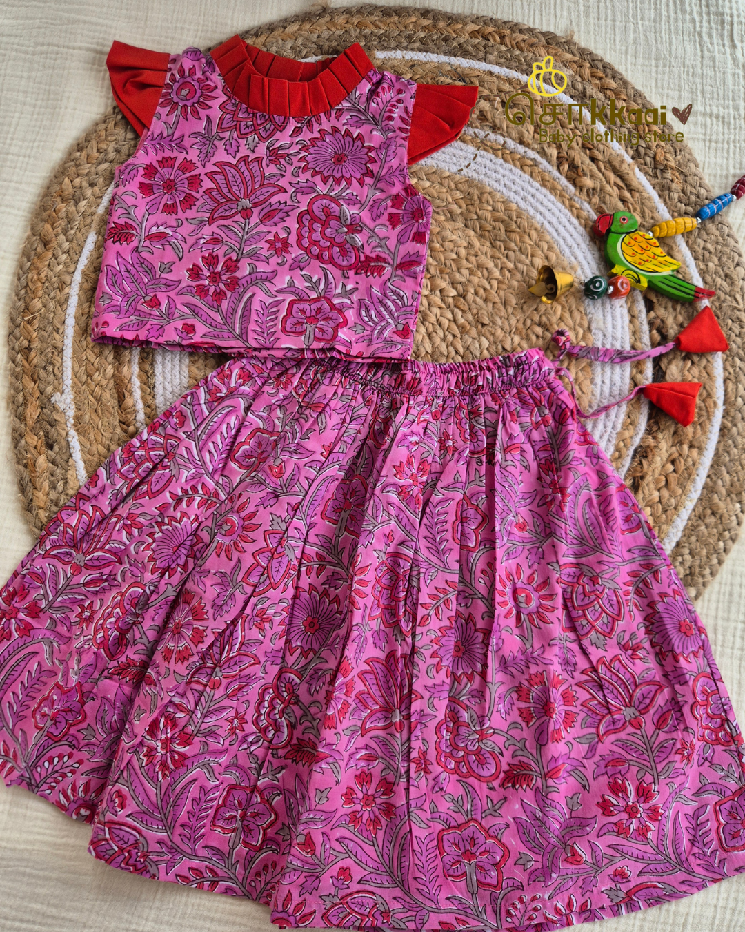Pink Gulab Skirt and Top Girls (6m-6years) - Sokkaai