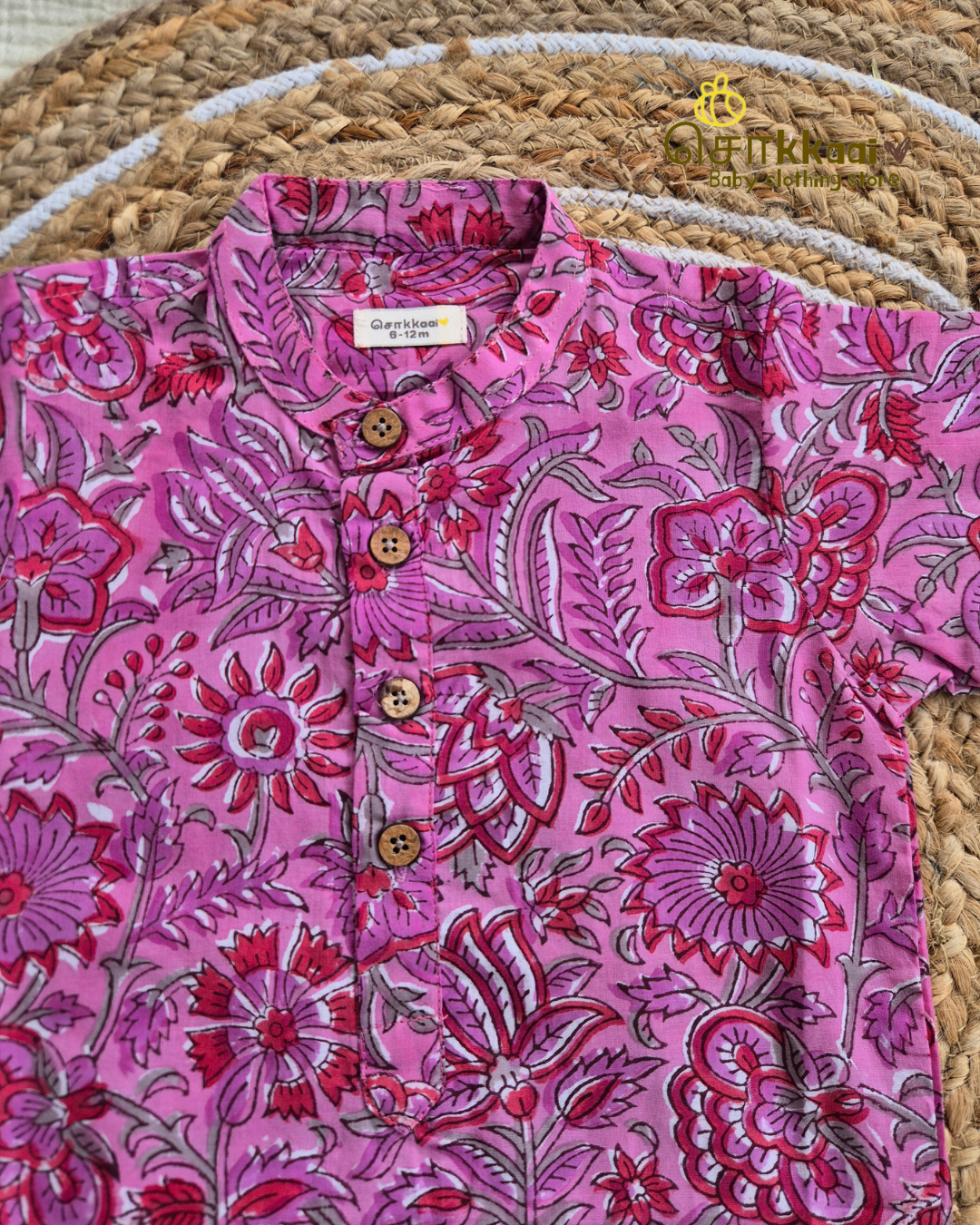Pink Gulab Long Kurta(6m-6yrs) - Sokkaai