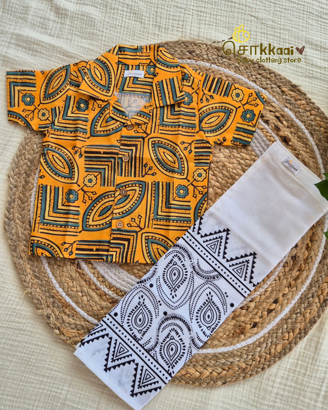 Sunshine Tribal Shirt with Veshti (6m-6yrs) - Sokkaai