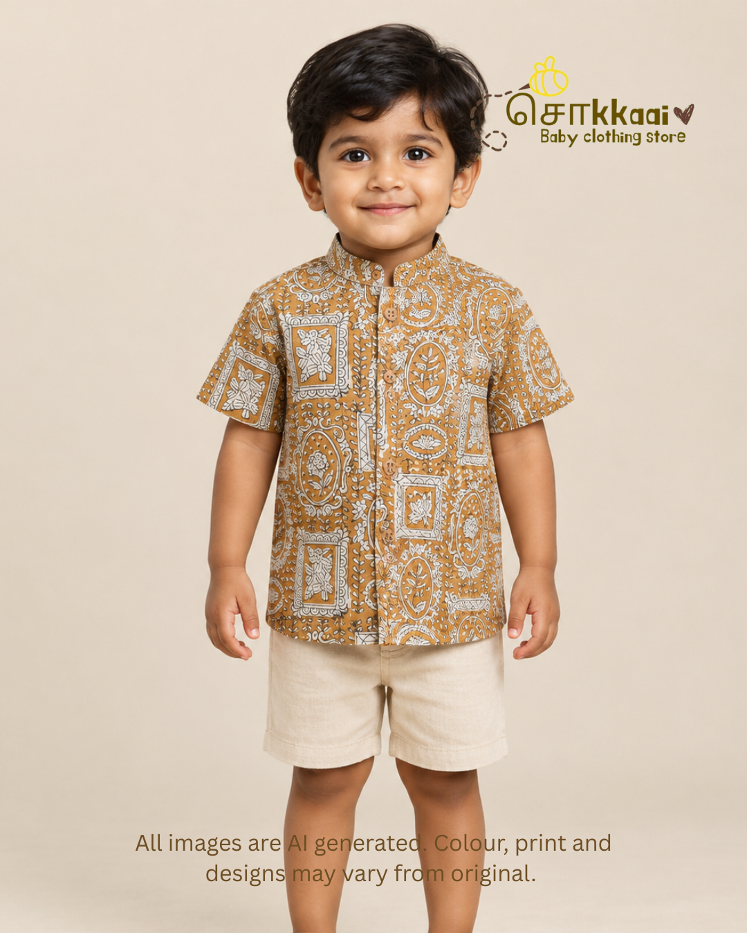 Mustard Tales Mandarin Collar Kids Shirt (0-6yrs) - Son