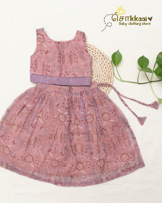 Dusty Rose Garden Kota Cotton Skirt & Top Set (6m-5years) - Sokkaai