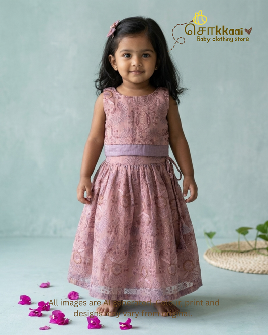 Dusty Rose Garden Kota Cotton Skirt & Top Set (6m-5years) - Sokkaai