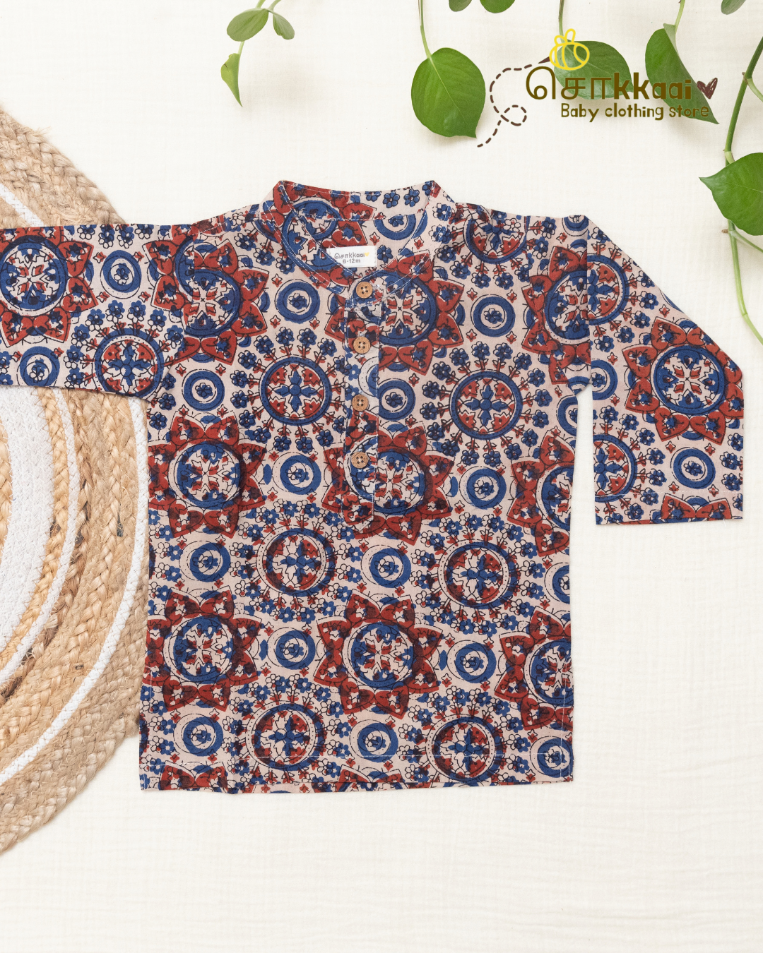 Indigo Pottery Printed Mandarin Collar Kids Kurta (0-6yrs) - Son