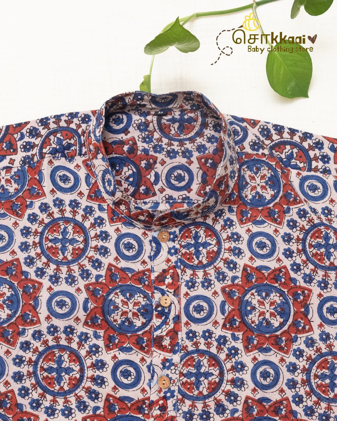 Indigo Pottery Printed Mandarin Collar Men Kurta (M-XXL) - Dad
