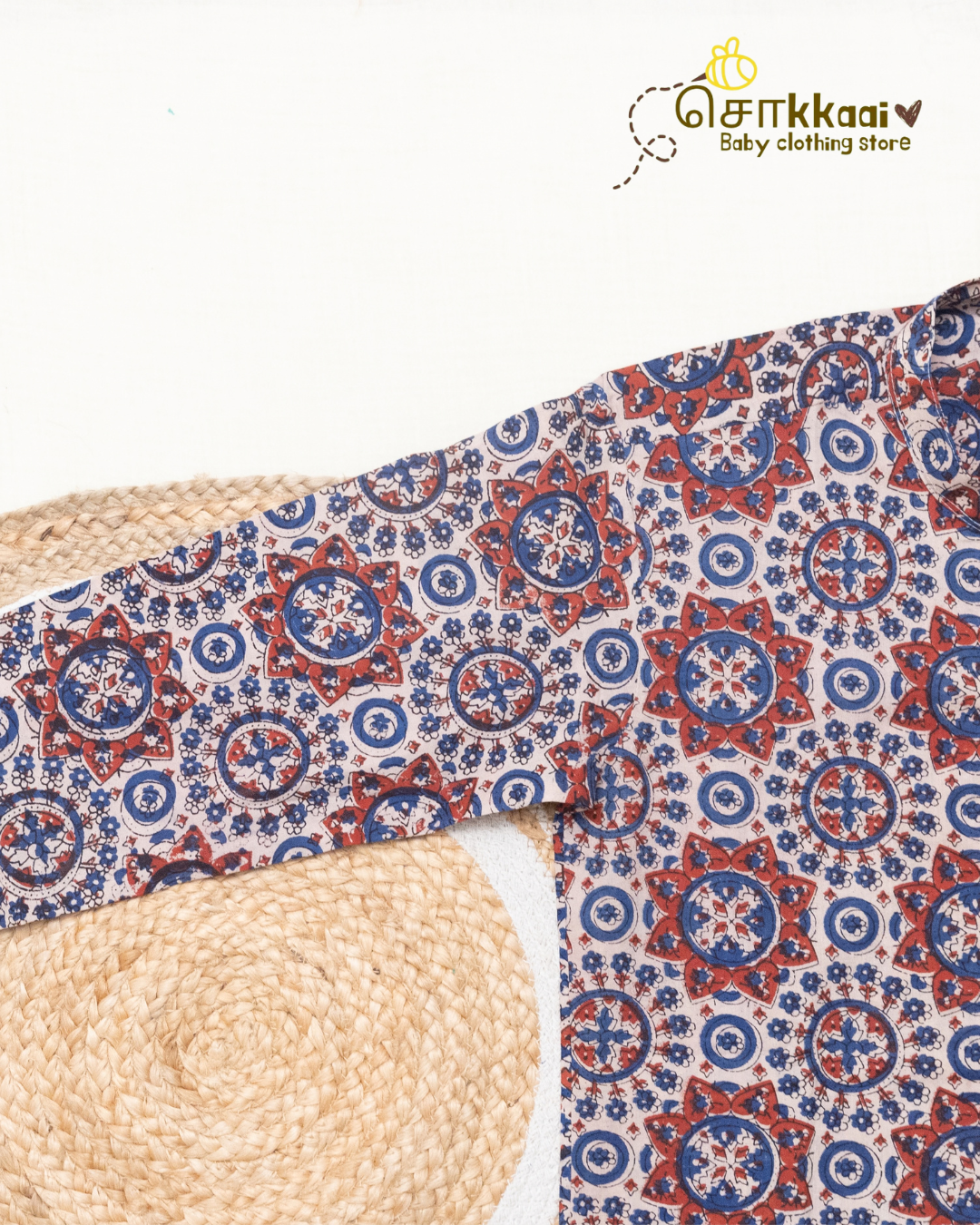Indigo Pottery Printed Mandarin Collar Men Kurta (M-XXL) - Dad