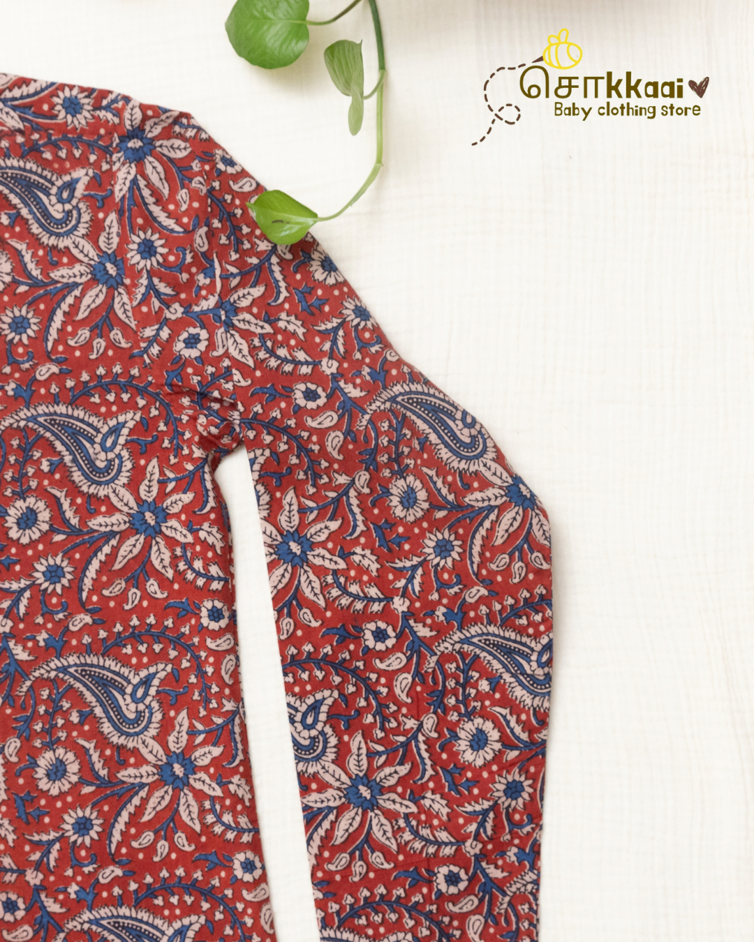 Coral Red Paisley Mandarin Collar Men Kurta (M-XXL) - Dad