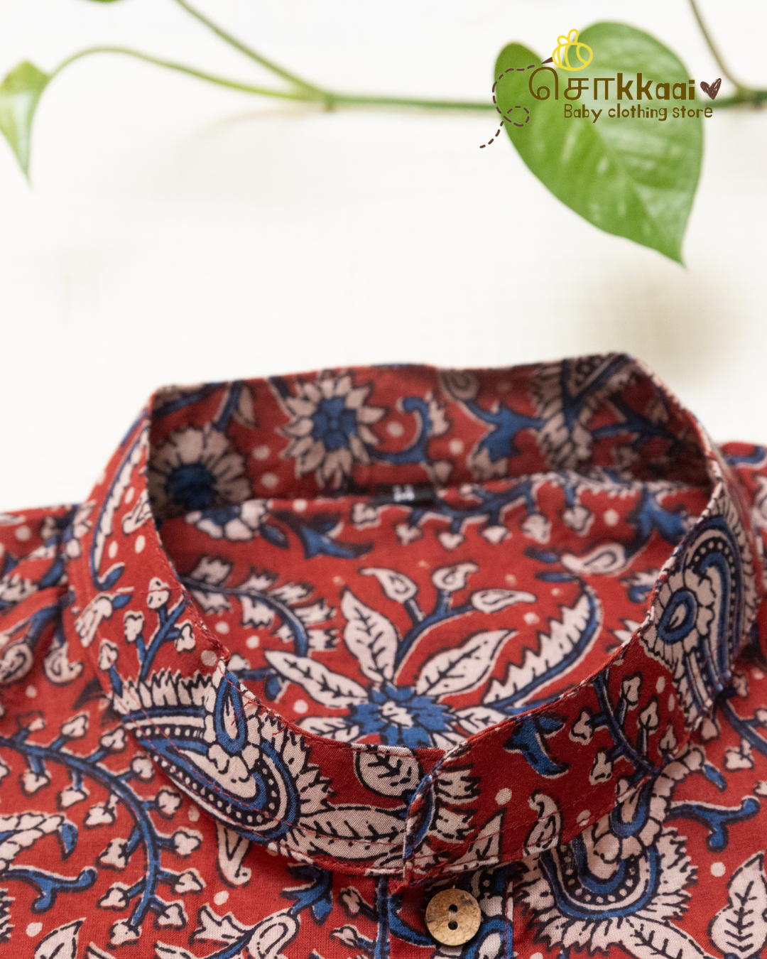 Coral Red Paisley Mandarin Collar Men Kurta (M-XXL) - Dad