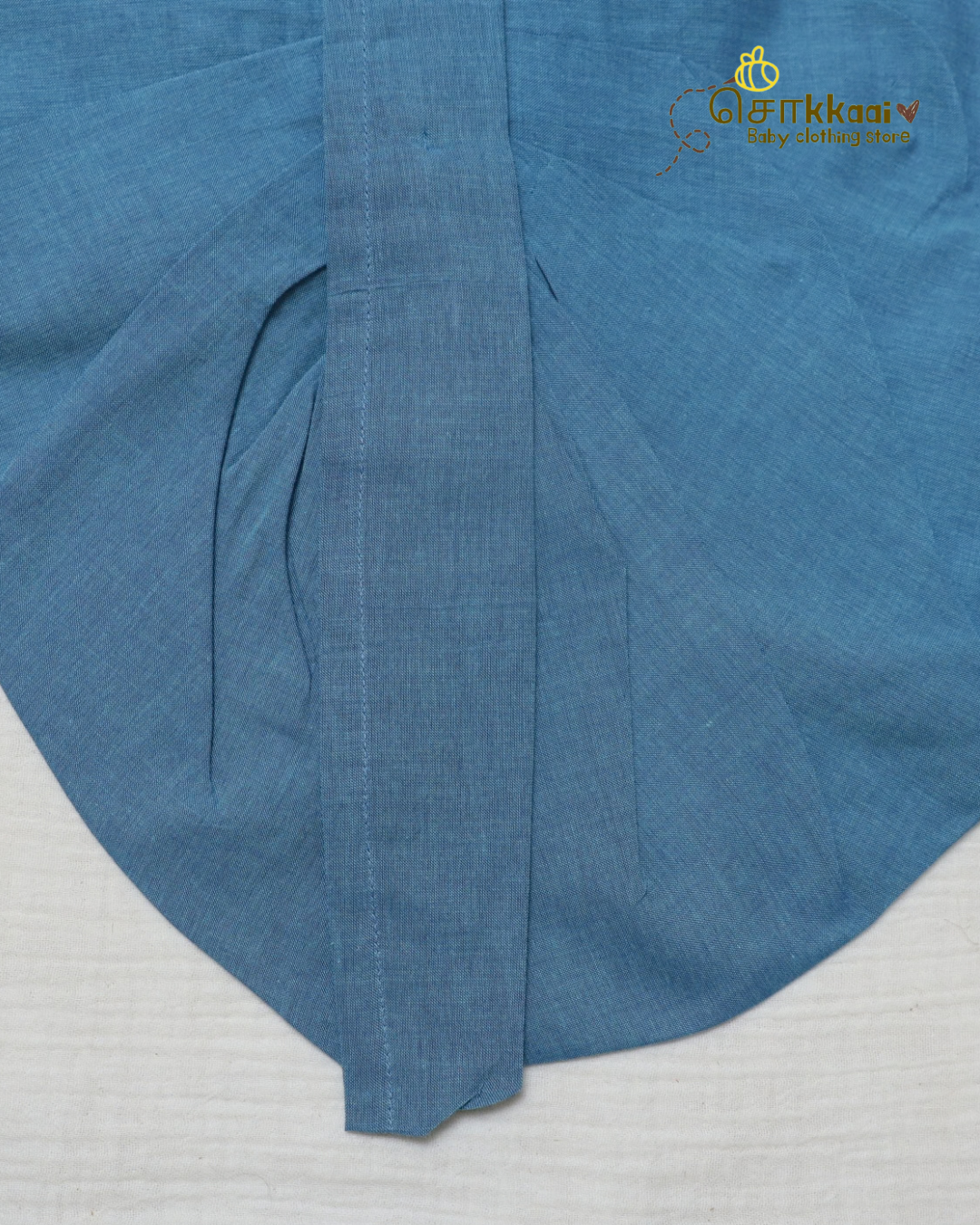 Navy Aqua Checks Dhoti Set (NB-5yrs) - Sokkaai