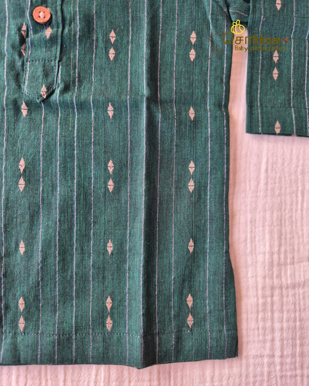 Emerald Loom Mandarin Collar Kids Kurta (0-6yrs)