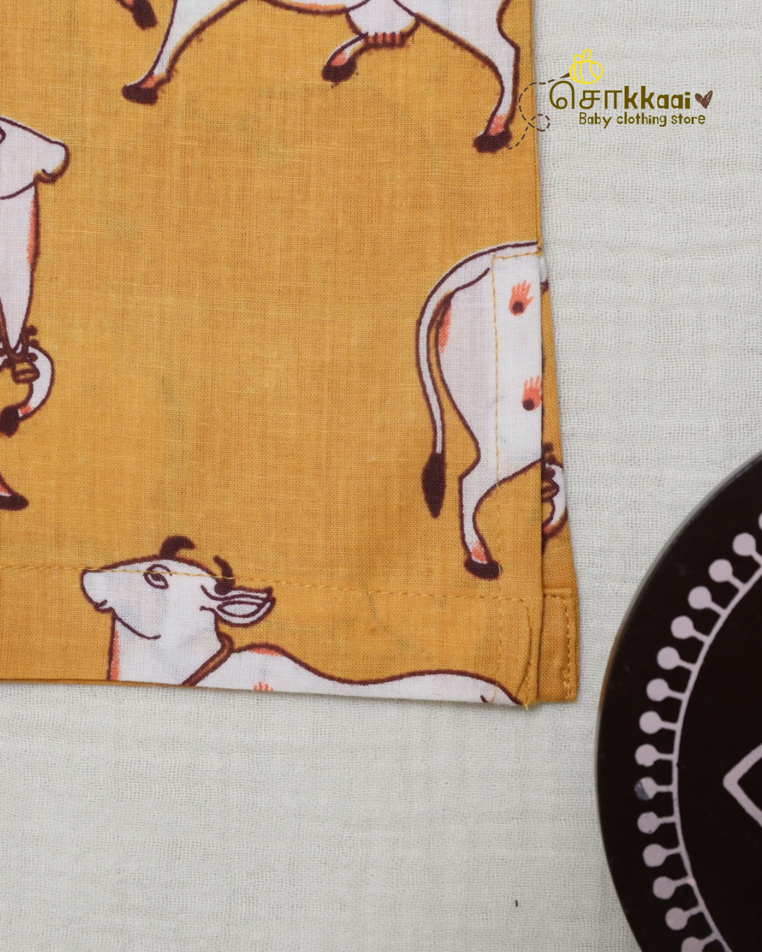 Golden Moo Mandarin Collar Kids Kurta (0-6yrs)
