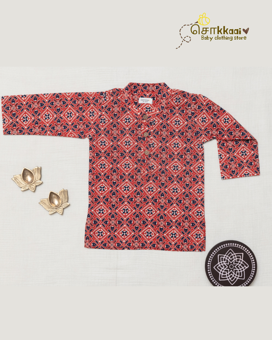 Sindoor Charm Mandarin Collar Kids Kurta (0-6yrs)