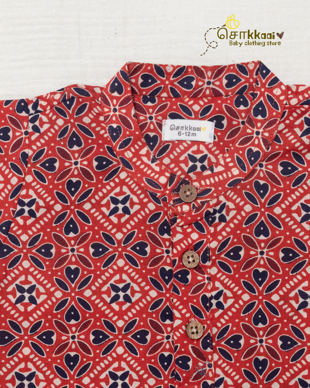Sindoor Charm Mandarin Collar Kids Kurta (0-6yrs)