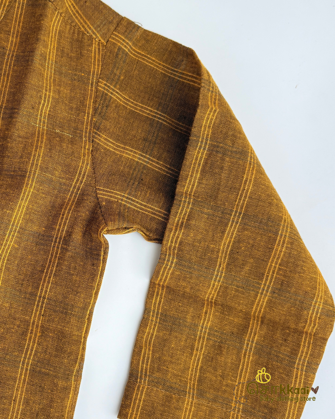 Mustard Checks Cotton Dhoti Set (0-5yrs) - Sokkaai