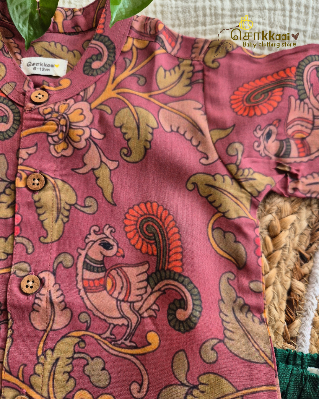Dusty Rose Kalamkari Dhoti Set (0-5yrs) - Sokkaai