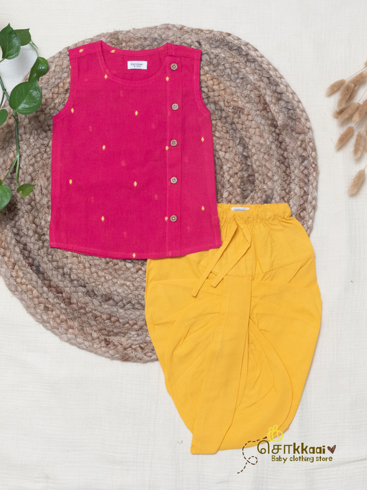 Sunshine Rani Pink Dhoti Set (NB-5yrs) - Sokkaai