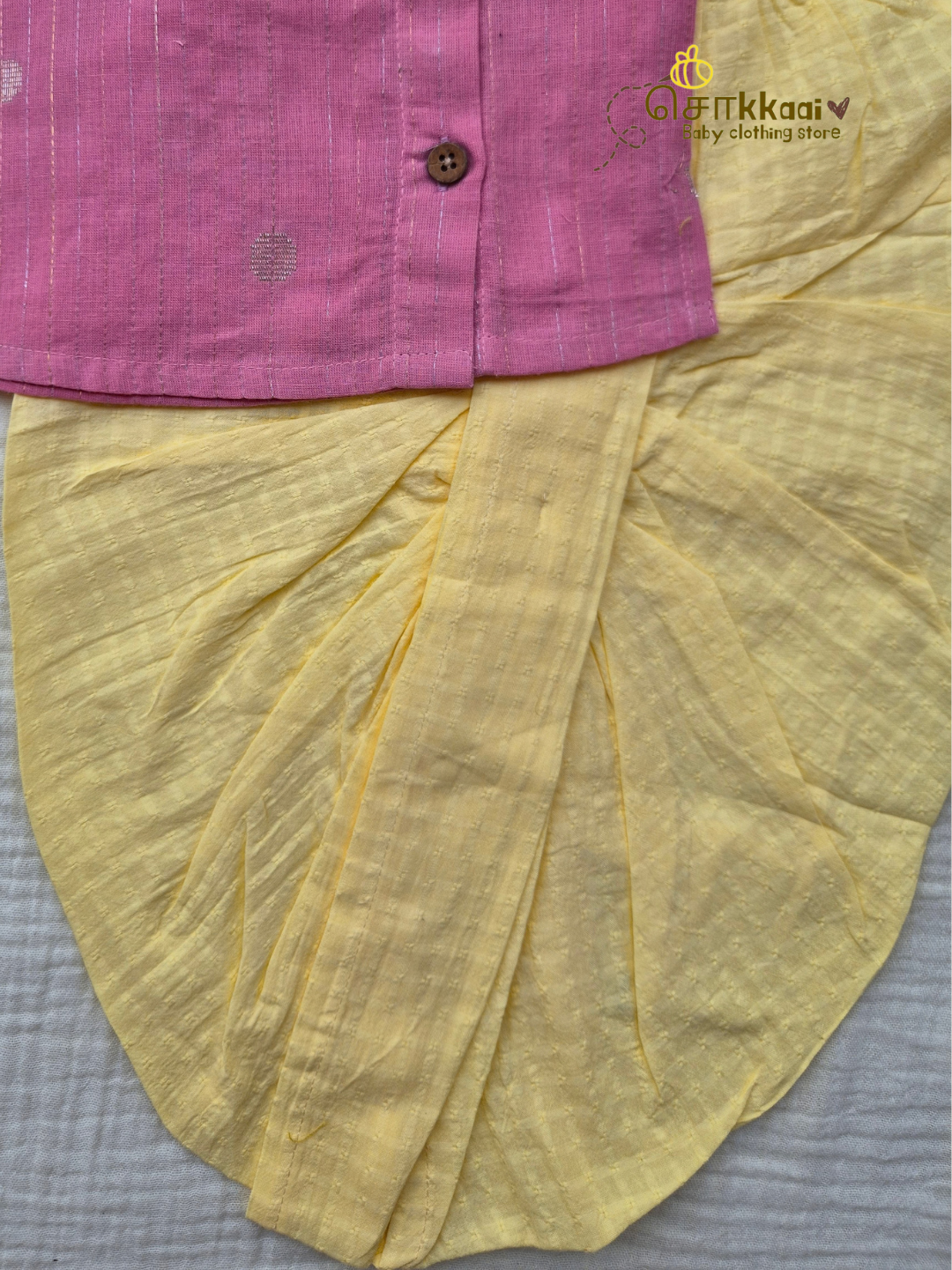 Blush Lemonade Cotton Kids Dhoti Set (NB-4yrs) - Sokkaai