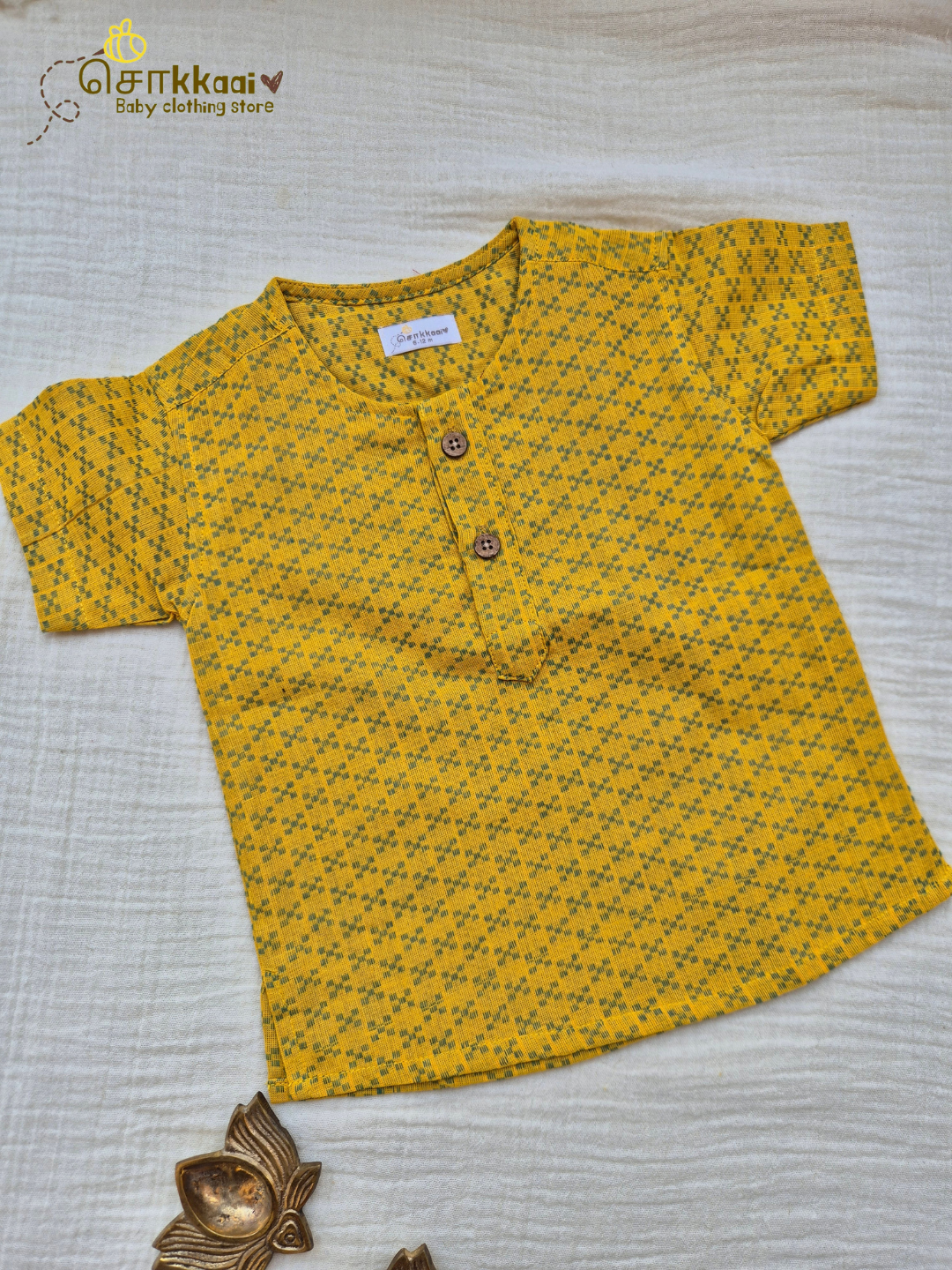 Sunshine Blue Cotton Kids Dhoti Set (NB-5yrs) - Sokkaai