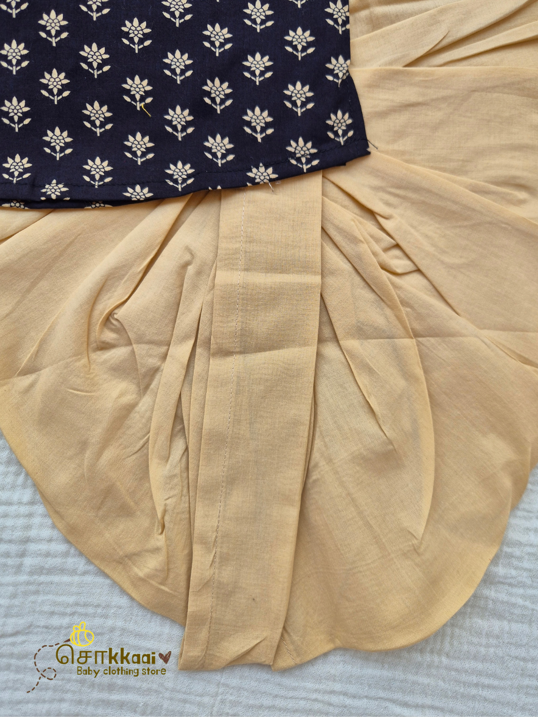 Black Flora Cotton Kids Dhoti Set (NB-5yrs) - Sokkaai