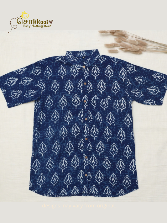 Indigo Plume Standard Collar Men Shirt (M-XXL) - Dad