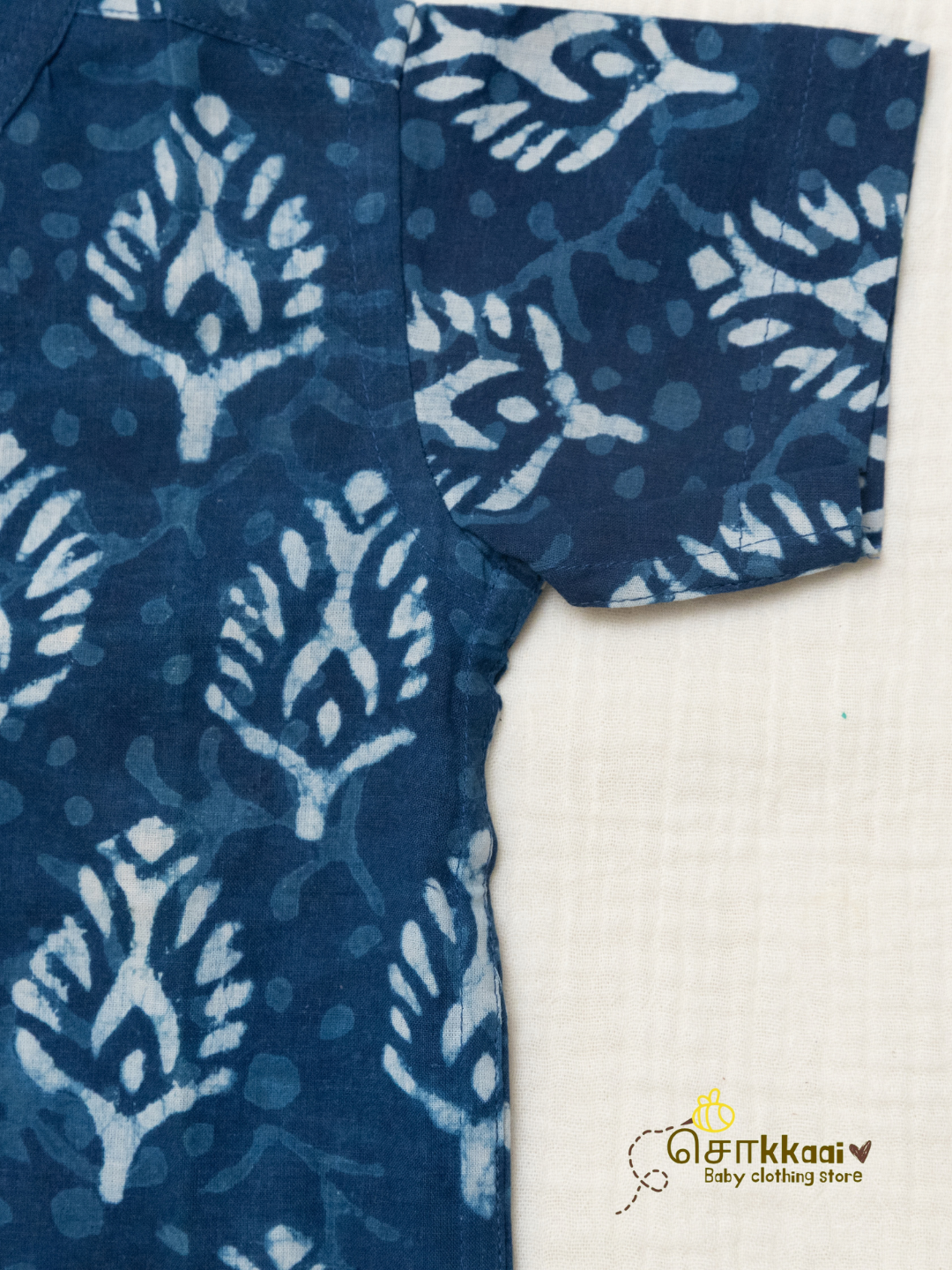 Indigo Plume Mandarin Collar Kids Shirt (0-6yrs) - Son