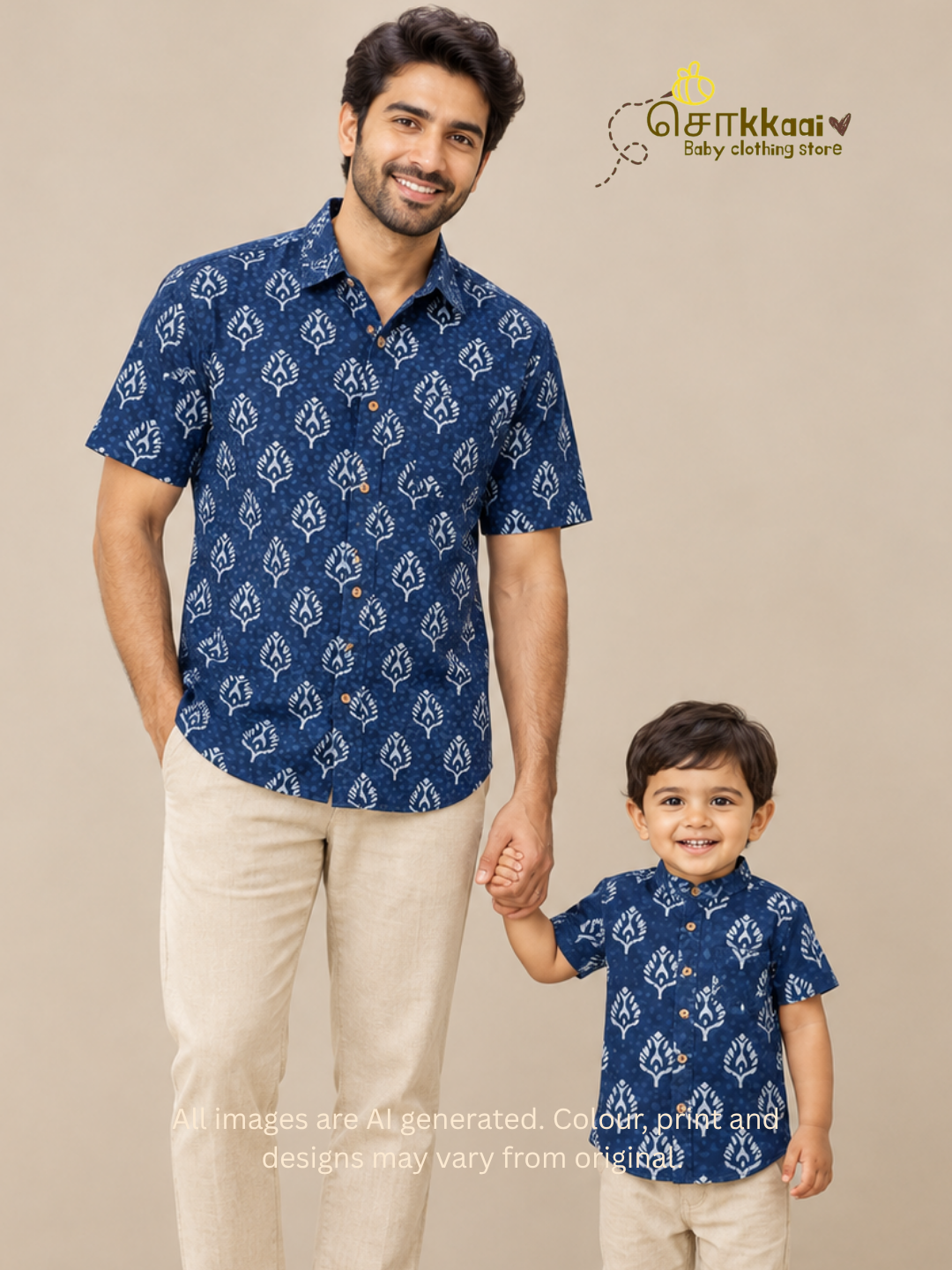 Indigo Plume Mandarin Collar Kids Shirt (0-6yrs) - Son