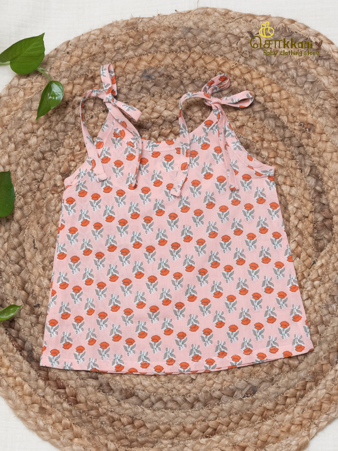 Pinky Floral Spring Tie-Shoulder A-line Top (NB-2years) - Sokkaai