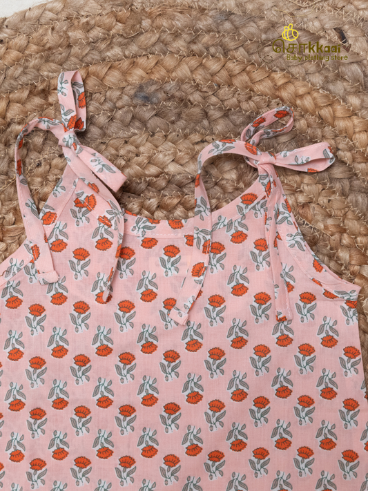 Pinky Floral Spring Tie-Shoulder A-line Top (NB-2years) - Sokkaai