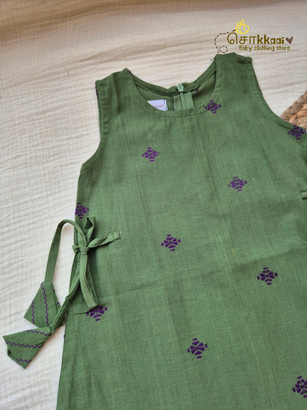 Green Lavender Harmony Cotton Tunic Set(1-6years) - Sokkaai