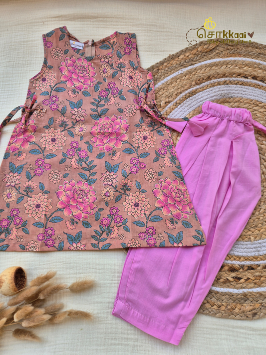 Dusty Orchid Bloom Cotton Tunic Set(1-6years) - Sokkaai
