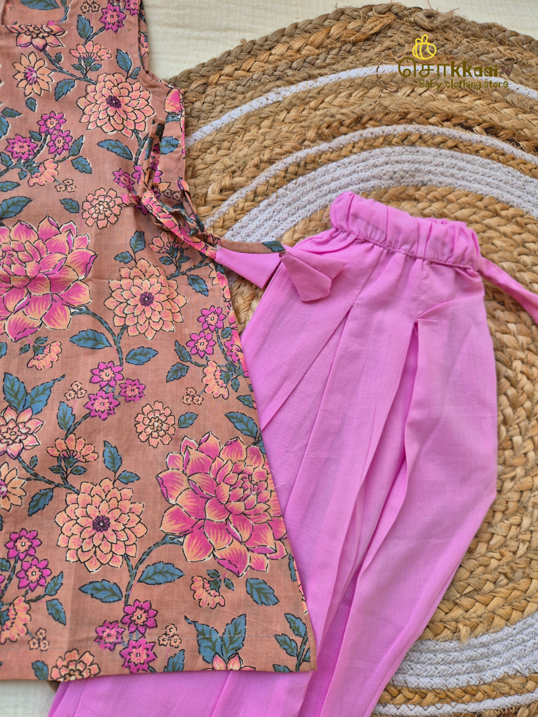 Dusty Orchid Bloom Cotton Tunic Set(1-6years) - Sokkaai
