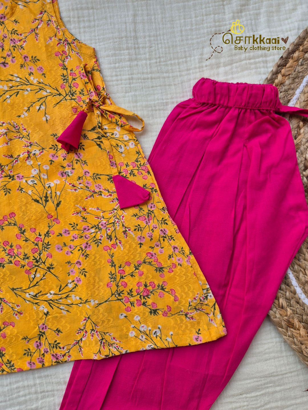 Golden Floral Trail Cotton Tunic Set(1-6years) - Sokkaai