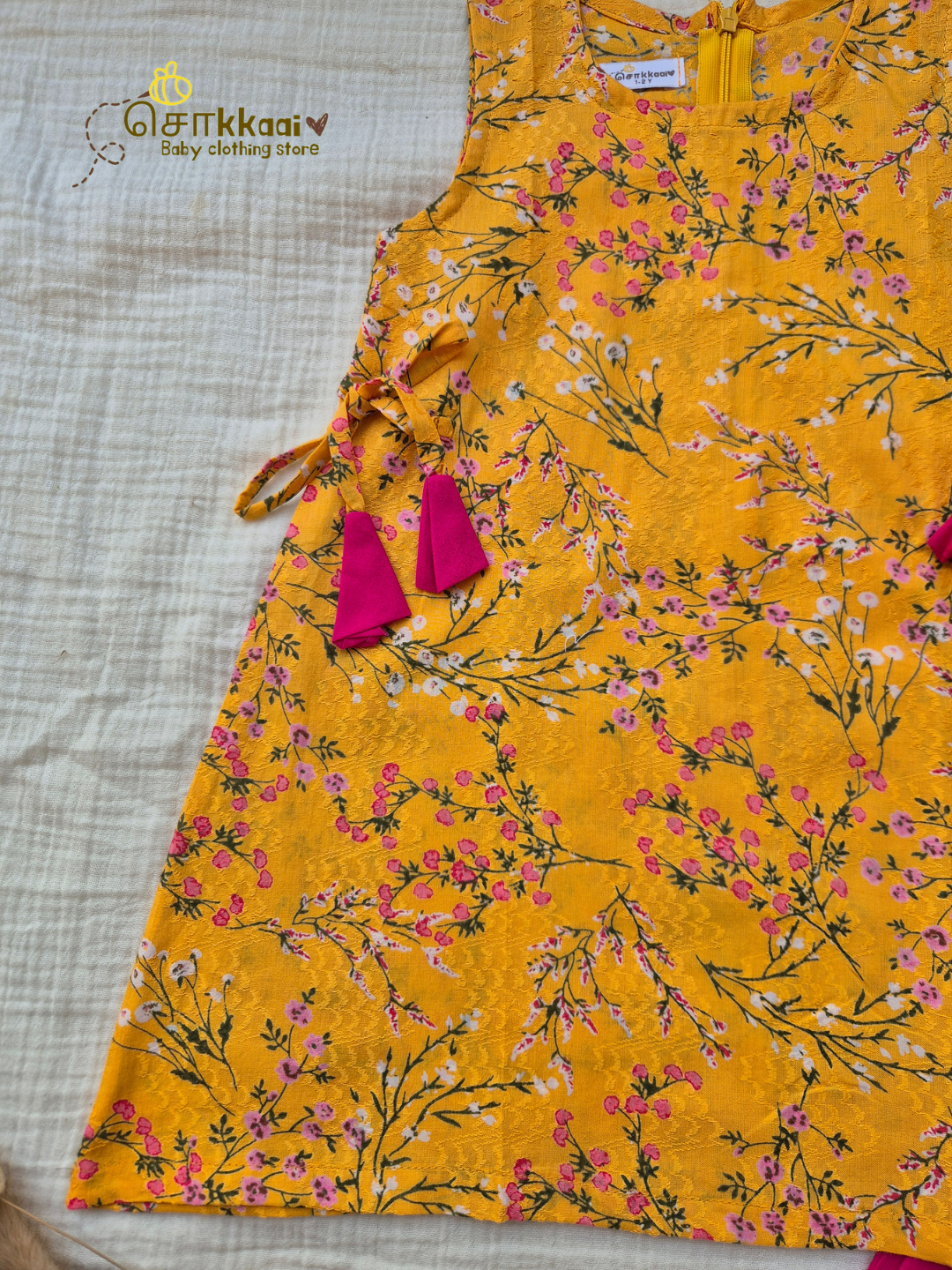 Golden Floral Trail Cotton Tunic Set(1-6years) - Sokkaai