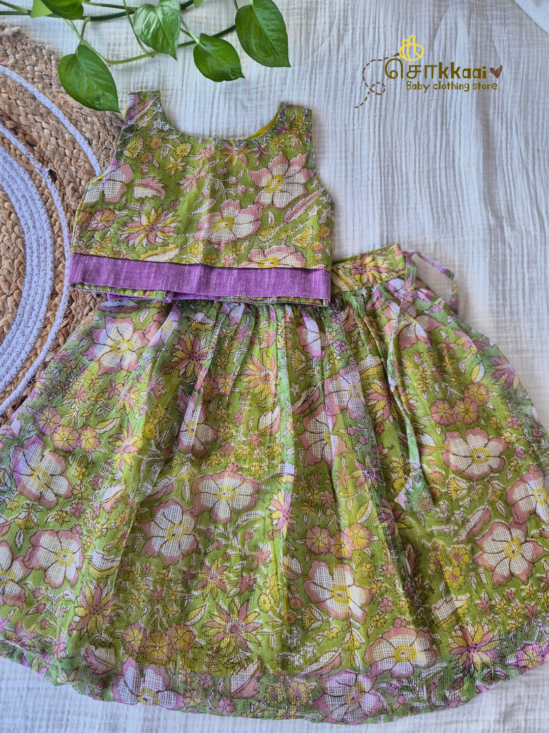 Spring Meadow Floral Kota Cotton Skirt & Top Set (6m-5years) - Sokkaai