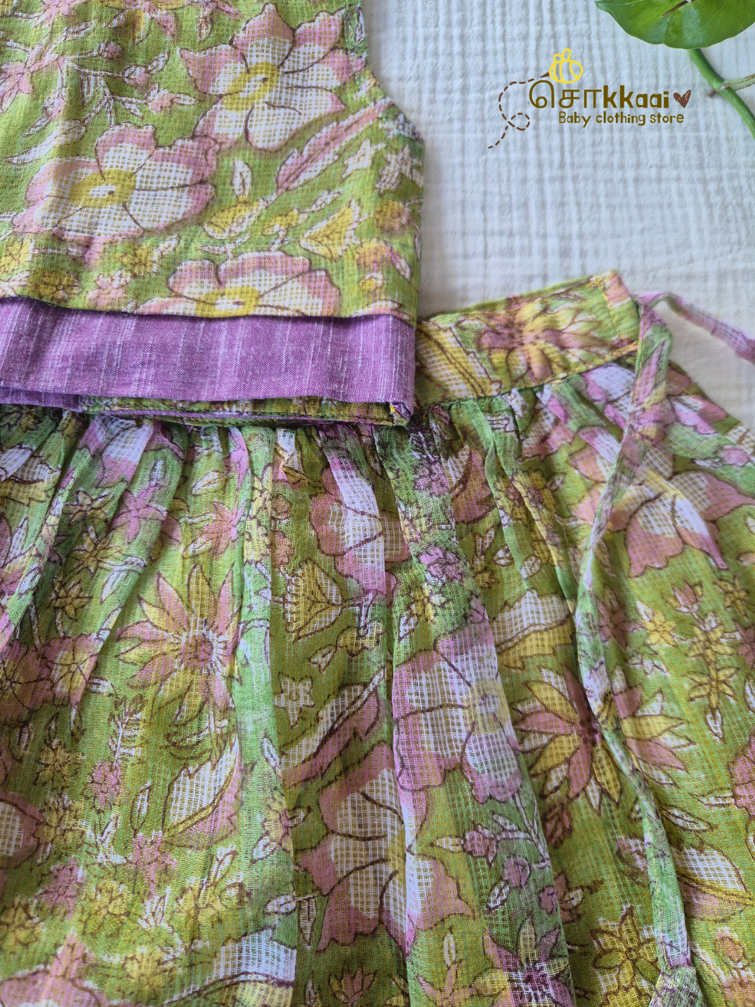 Spring Meadow Floral Kota Cotton Skirt & Top Set (6m-5years) - Sokkaai