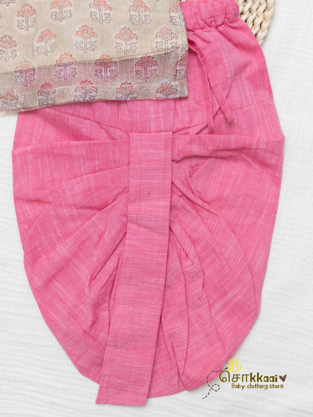 Misty Rosewood Kota Cotton & Handloom Dhoti Set (1-5yrs) - Sokkaai