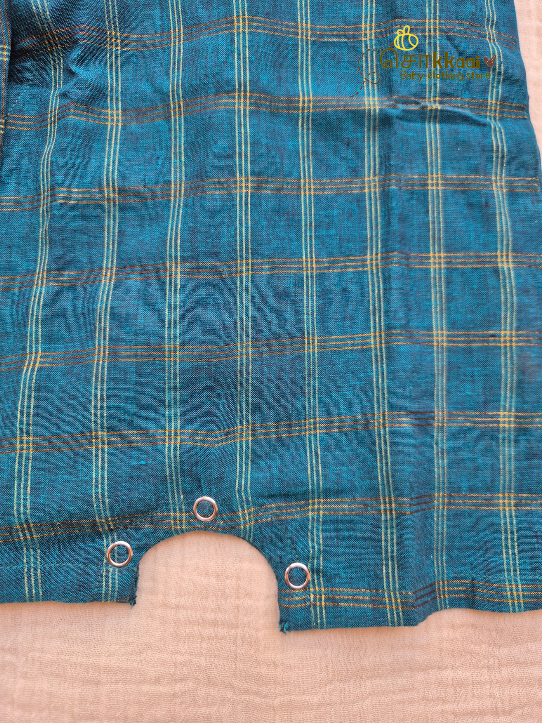 Teal Zari Checks Romper (Nb-12m) - Sokkaai