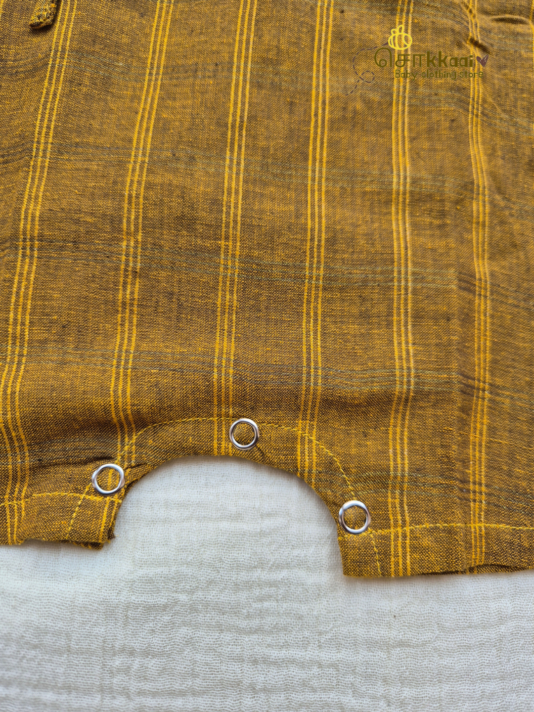 Mustard Zari Checks Romper (Nb-12m) - Sokkaai
