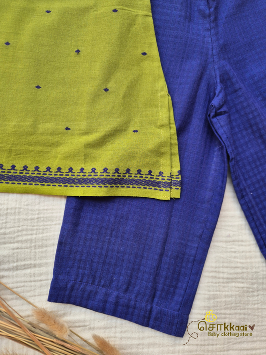 Parrot Green & Royal Blue Chudi Set (1-5years) - Sokkaai